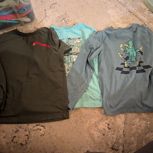 Kids Long Sleeve Graphic Tees - Black, Light Blue, Blue - Picture 1 of 6